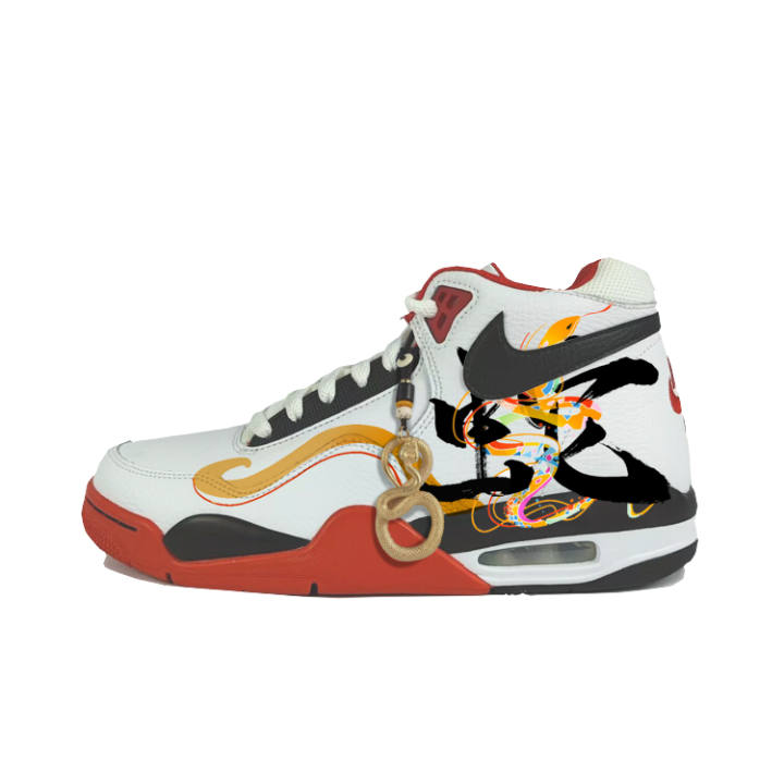 Nike Nike Flight Legacy Synthetic Leather Cushioning Mid top Vintage Basketball Shoes Unisex Red White
