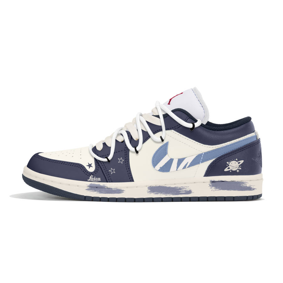 Jordan Jordan Air Jordan 1 Abrasion Resistant Abrasion Resistant Low top Basketball Shoes Men's White Blue