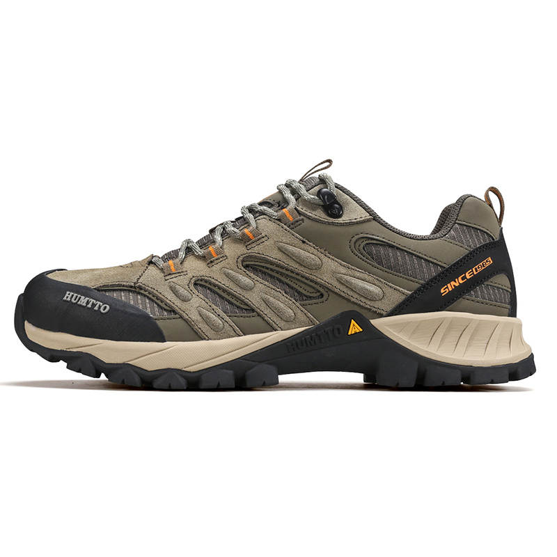 HUMTTO Slip Resistant Cushioning Abrasion Resistant Low top Hiking Shoes Men's Khaki