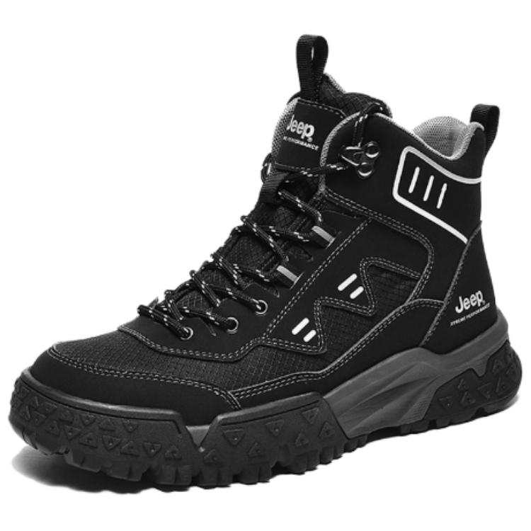 Jeep Soft And Comfortable High top Mountaineering Shoes Men's Black