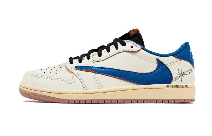 Jordan Travis Scott x Jordan Air Jordan 1 Blue And White Travis Scott X AJ1 Abrasion Resistant Breathable