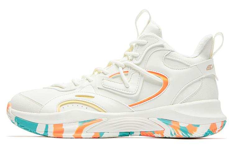 QIAODAN Textile, Synthetic Leather Slip Resistant Abrasion Resistant High top Basketball Shoes Men's Orange