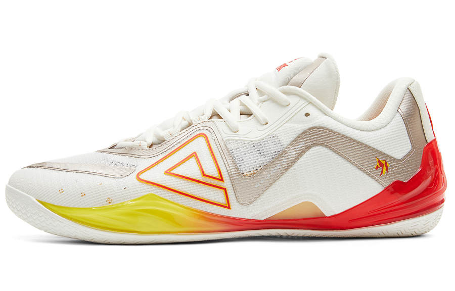 PEAK Cushioning Slip Resistant Abrasion Resistant Coverage Rebound Low top Basketball Shoes Men's Ivory Red