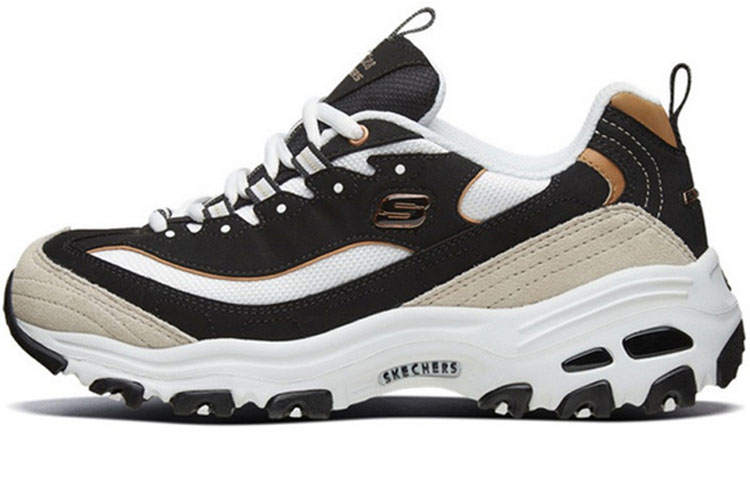 Skechers D Lites 1.0 Low Top Running Shoes Black/Gold Women's