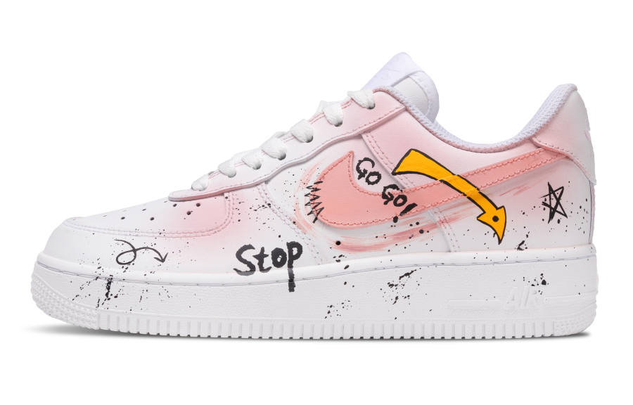 Nike Nike Air Force 1 Pink Travel Abrasion Resistant Abrasion Resistant Low top Vintage Basketball Shoes Unisex Pink White