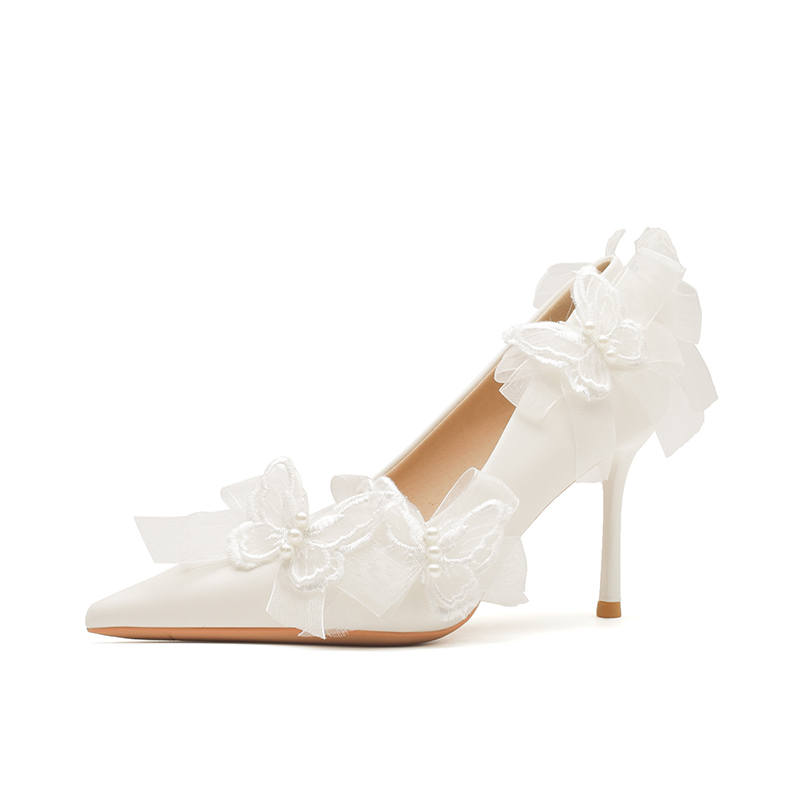 WALIBU Slim Heel High Heels 8cm Women's White