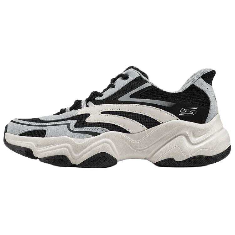 Skechers DLITES Height Increasing Chunky Sneakers Men's Black White Gray