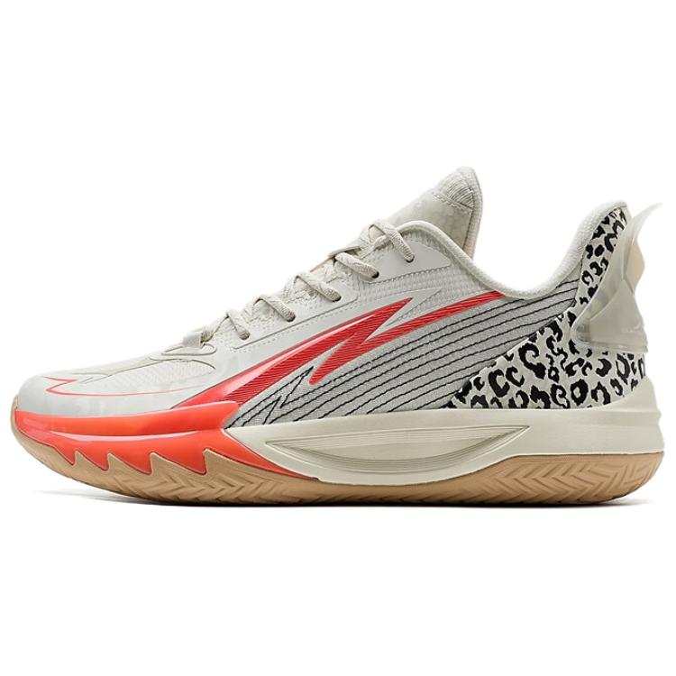 XTEP Slip Resistant Coverage Cushioning Low top Basketball Shoes Men's Beige Red