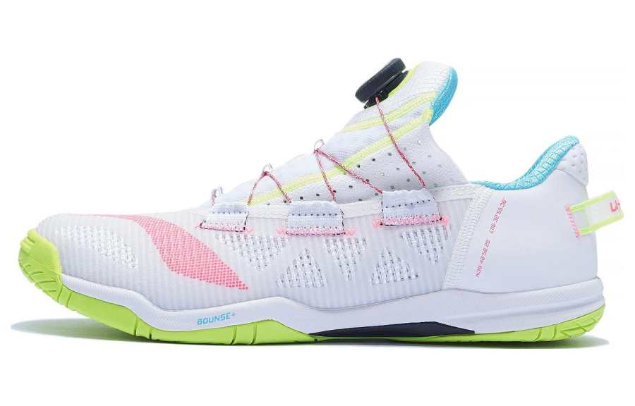 Li-Ning Li Ning Cushioning Slip Resistant Abrasion Resistant Low top Table Tennis Shoes Unisex White Green Pink