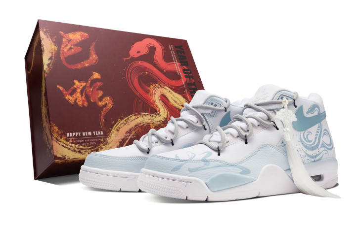 Nike Nike Flight Legacy Snake Shadow Dreamy Anti-Slip Wear-Resistant Mid-Top Vintage Basketball Shoes Unisex Light Blue