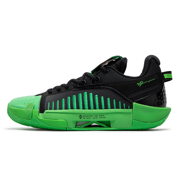361° Cushioning Slip Resistant Abrasion Resistant Low top Basketball Shoes Men's Black Shine Green
