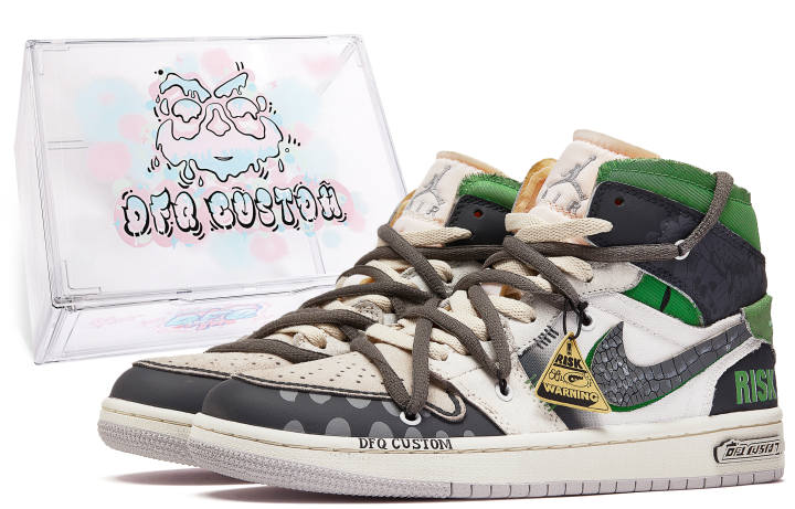 Jordan Jordan Air Jordan 1 ADCDAVINCI Custom, Box, Shadow Fish Cushioning Slip Resistant Cushioning Slip Resistant Mid top