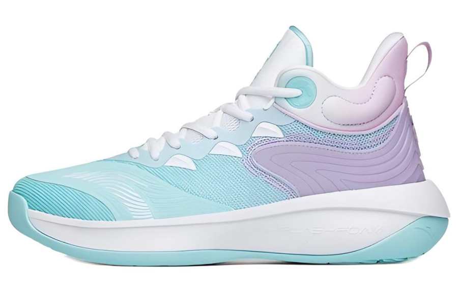 Anta Tiger Roar Fabric Cushioning Slip Resistant Abrasion Resistant Coverage Mid top Basketball Shoes Men's Blue Purple