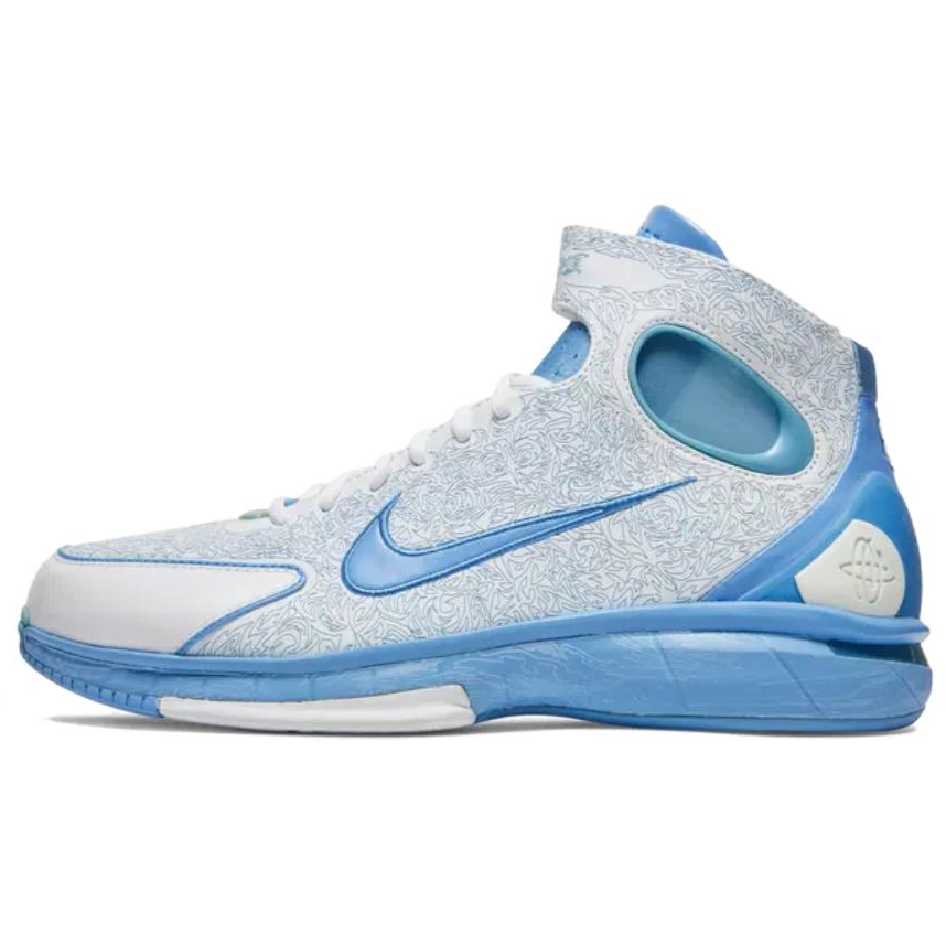 Nike Nike Air Zoom Huarache 2K4 Slip Resistant Abrasion Resistant High top Basketball Shoes Unisex White Blue