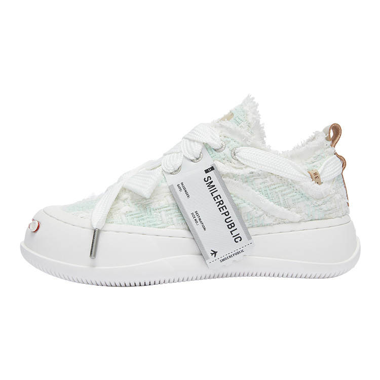SMILEREPUBLIC Open Ended Smiling Collection Height Increasing Low top Canvas Shoes Unisex Light Cyan