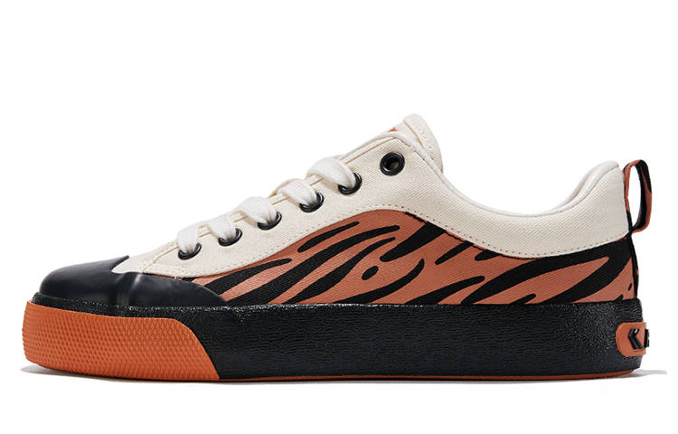 FEIYUE Slip-Resistant Abrasion-Resistant Low-top Canvas Shoes Unisex Beige Orange Black