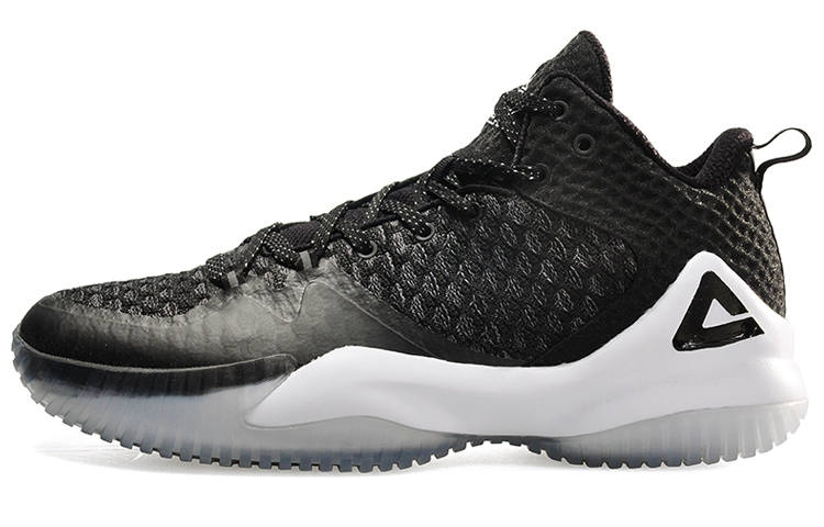 PEAK Fabric Cushioning Slip Resistant Abrasion Resistant Mid top Basketball Shoes Men's Black Gray