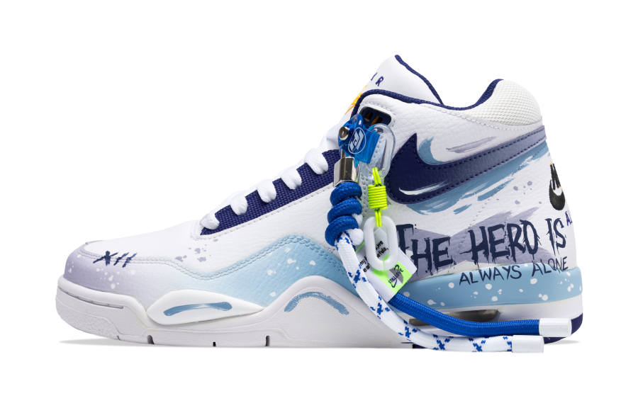Nike Nike Flight Legacy Cushioning Anti-Slip And Wear-Resistant Mid-Top Vintage Basketball Shoes Men's Blue Purple White