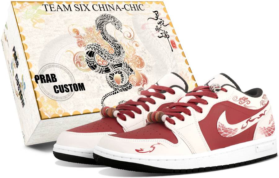 Jordan Jordan Air Jordan 1 Snake Brings Prosperity Leather Cushioning Slip Resistant Cushioning Slip Resistant Low top
