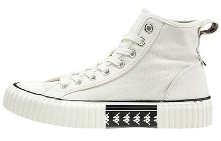Kappa Slip Resistant Abrasion Resistant High top Canvas Shoes Unisex Heron Feather White