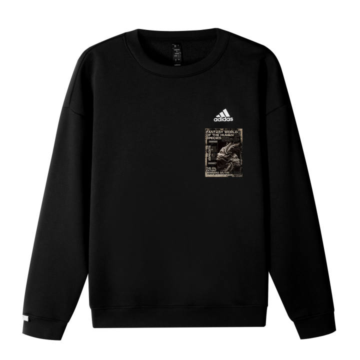 Adidas Adidas LABEL Fleece Lined Little Twin Stars Logo Crew Neck Loose Fit Drop Shoulder Pullover Long Sleeved Sweatshirt