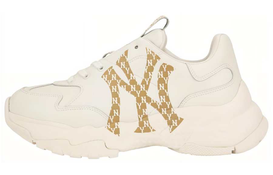 MLB MLB Big Ball Chunky Monogram Lt Height Increasing Low top Chunky Sneakers Unisex White Gold