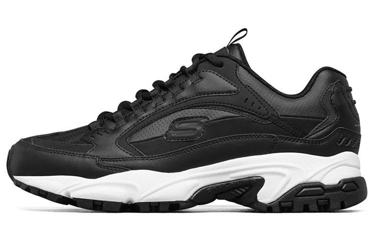 Skechers Stamina Synthetic Leather Lace Up Low top Chunky Sneakers Men's Black