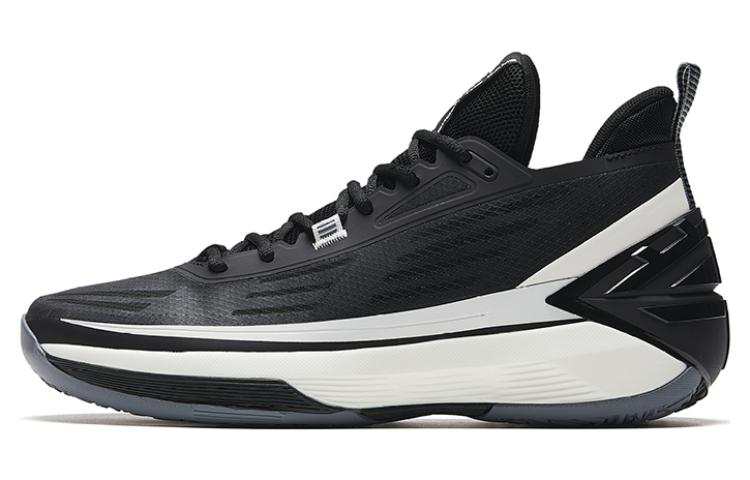 Anta Attack 5 Fabric Cushioning Slip Resistant Abrasion Resistant Low top Basketball Shoes Men's Black White