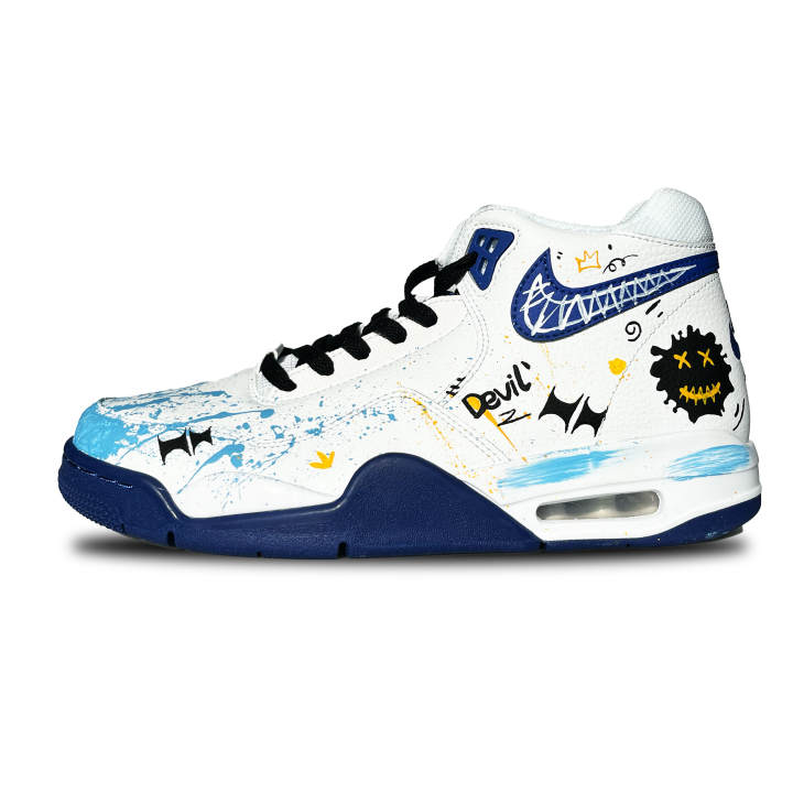 Nike Nike Flight Legacy Cushioning Slip Resistant Mid top Vintage Basketball Shoes Men's Blue White Black
