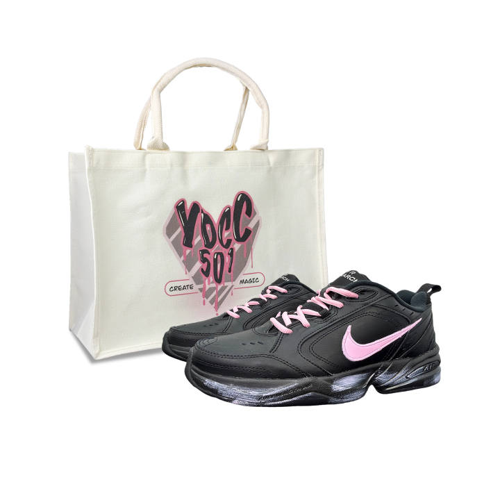 Nike Nike Air Monarch 4 Slip Resistant, Abrasion Resistant, Lightweight Low top Chunky Sneakers Unisex Black Pink