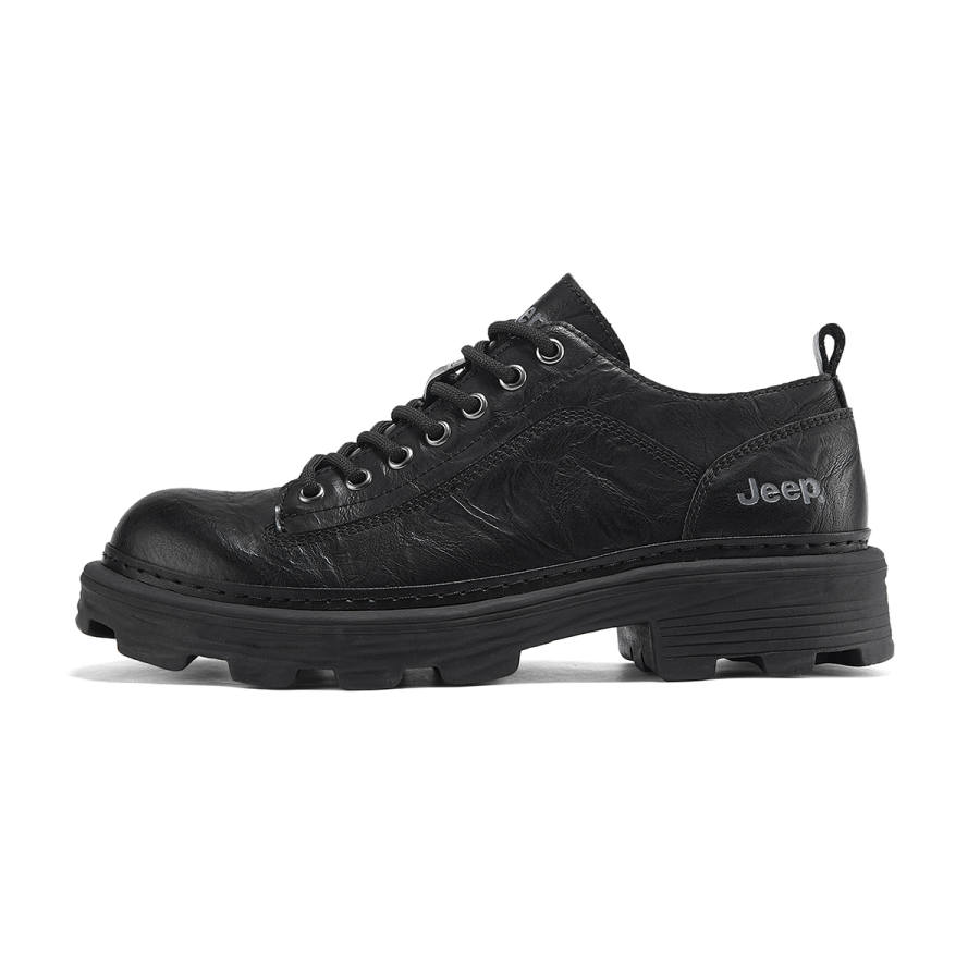 Jeep Leisure Collection Cow Split Leather Men's Casual Shoes Men's Black