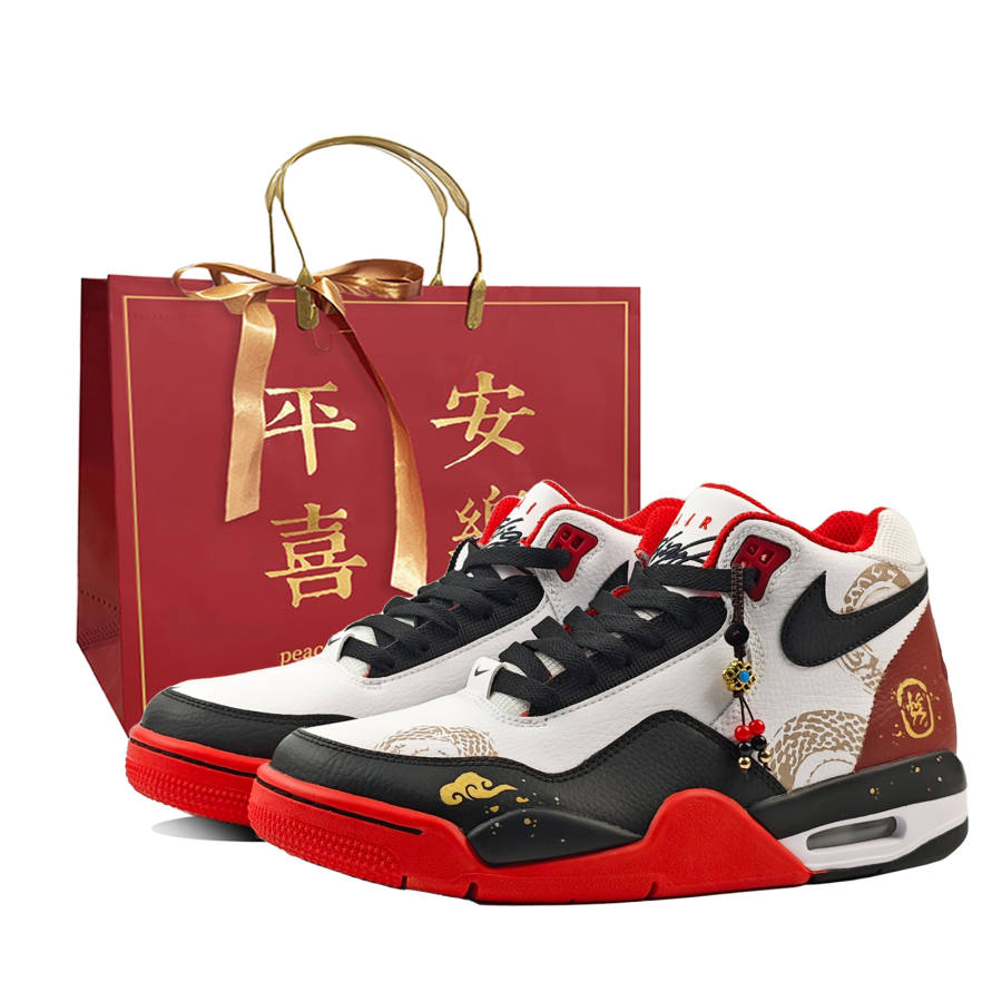 Nike Nike Flight Legacy Snake Fortune Cushioning Slip Resistant Abrasion Resistant Mid top Vintage Basketball Shoes Unisex