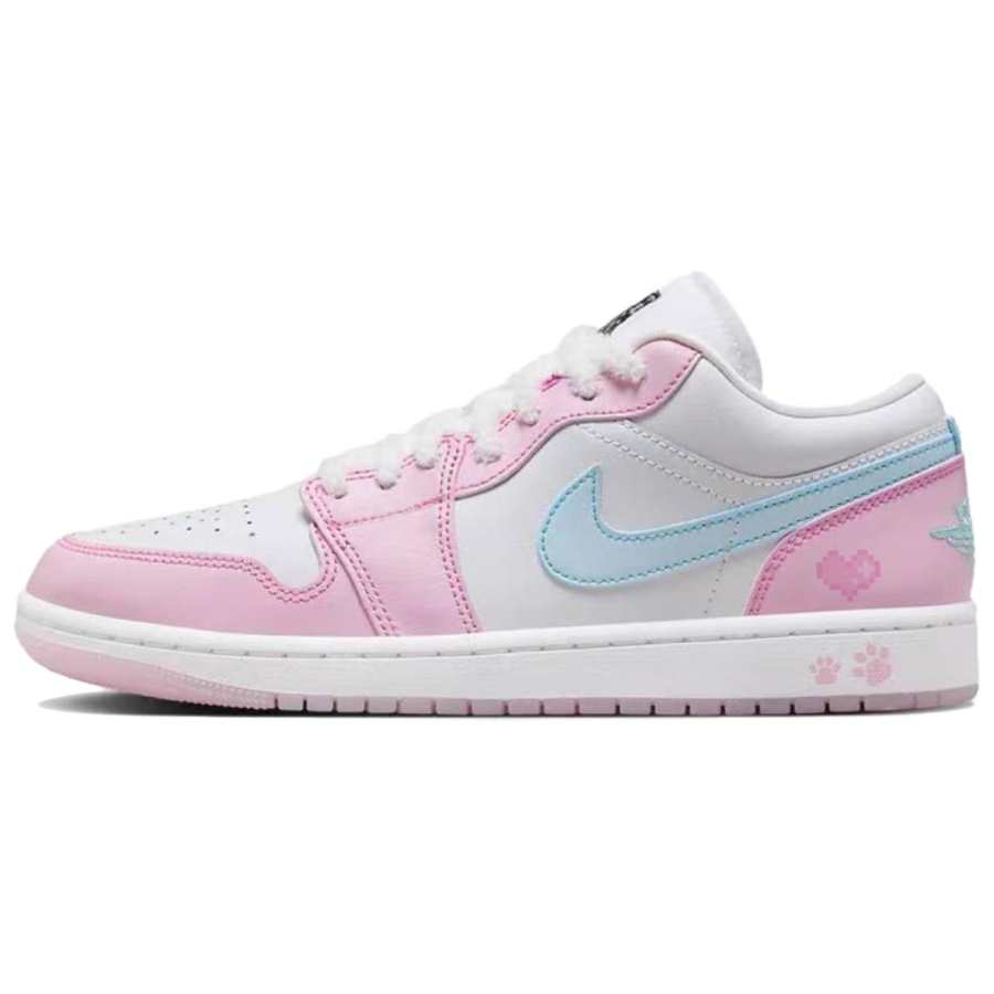 Jordan Jordan Air Jordan 1 Pixel Heart Cat Paw Sweet And Cute Cushioning Slip Resistant Abrasion Resistant Low top