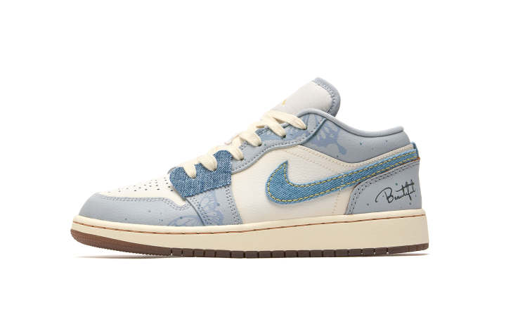 Jordan Jordan Air Jordan 1 Low SE Not Exhausting Summer Cushioning, Wear Resistant Low top Basketball Shoes GS White Blue