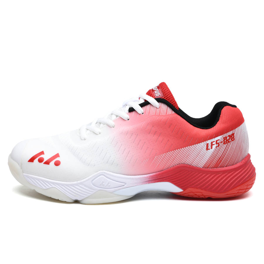 LEFUS Low top Badminton Shoes Unisex White Red