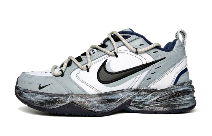 Nike Nike Air Monarch 4 White Navy Synthetic Leather, Artificial Leather Slip Resistant Abrasion Resistant Low top