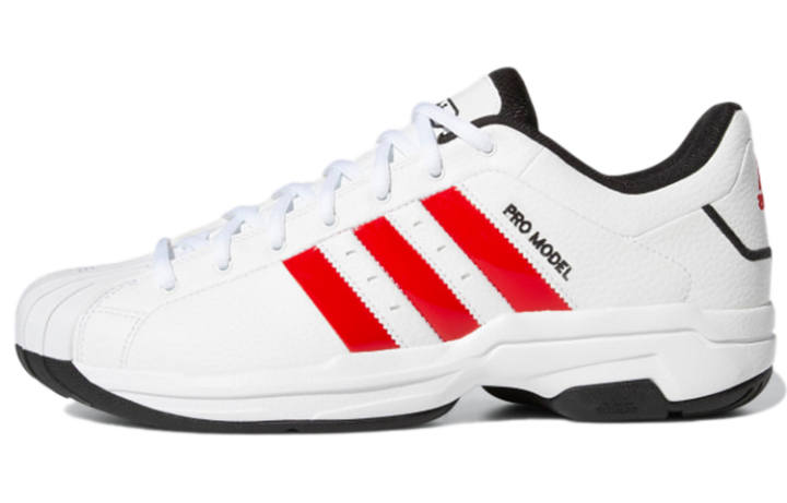 Adidas Adidas PRO Model 2G Low Comfortable Round Toe Slip Resistant Low top Performance Basketball Shoes Men's White Red