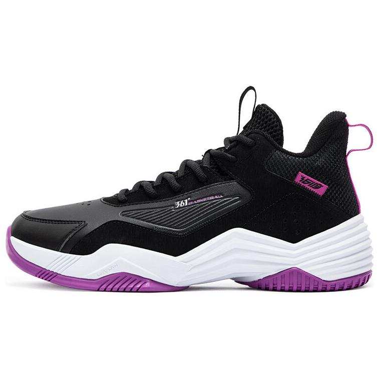 361° Burning Ball Game Cushioning Abrasion Resistant Breathable High top Basketball Shoes Men's Black Purple