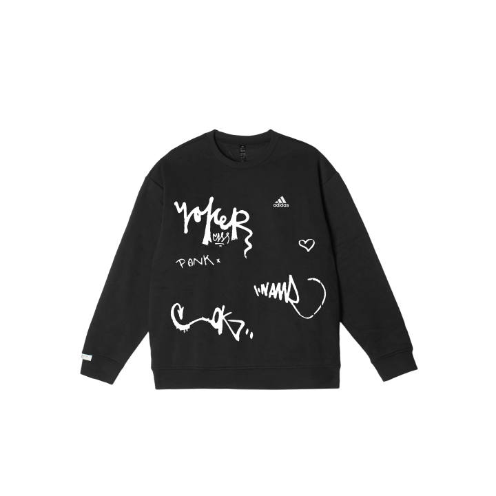 Adidas Adidas LABEL Fengyue Luo YMK Graffiti Print Comfortable Crew Neck Fleece Lined Pullover Long Sleeved Sweatshirt Unisex