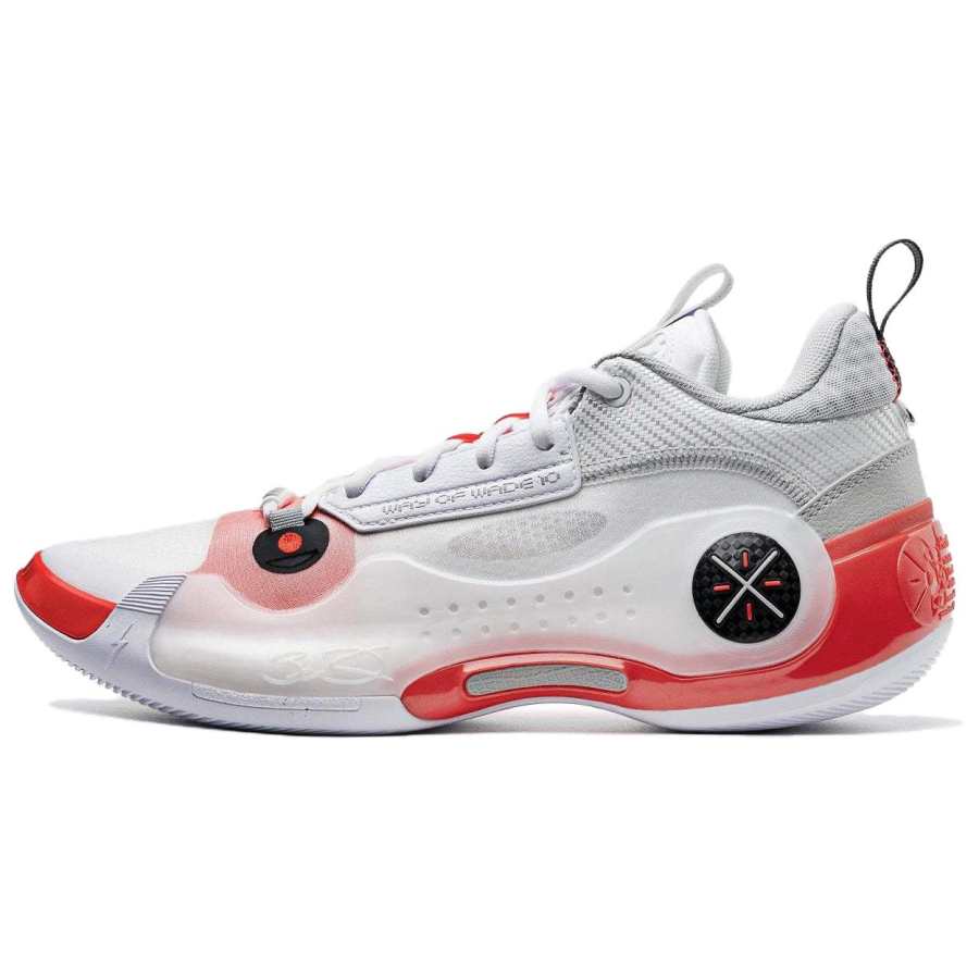 Li-Ning Li Ning Way Of Wade 10 Low Cushioning, Wear Resistant Low top Basketball Shoes Men's White Red