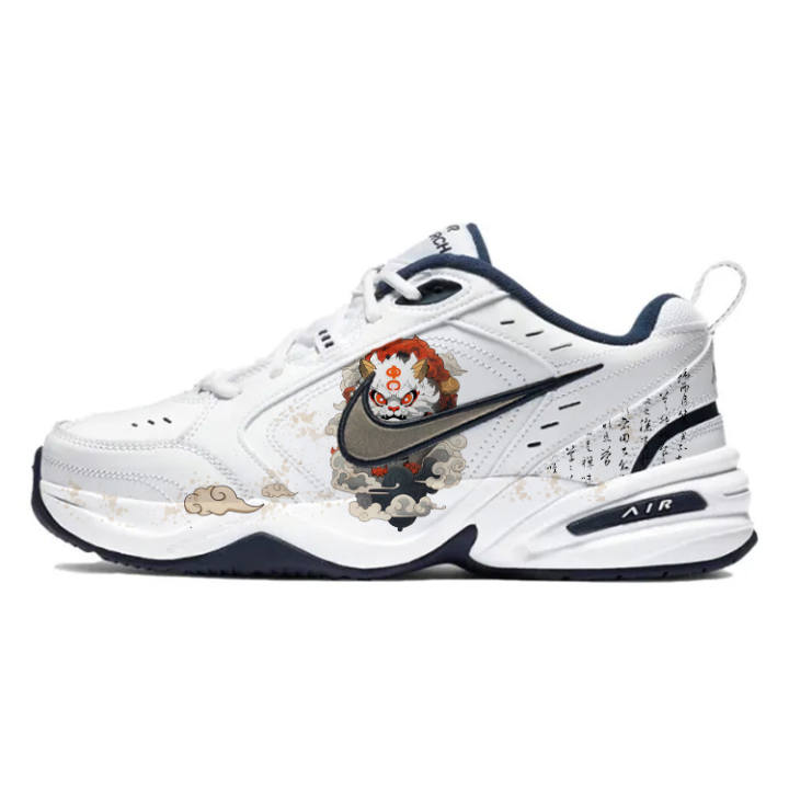 Nike Nike Air Monarch 4 PU Leather Slip Resistant Abrasion Resistant Low top Chunky Sneakers Unisex White Black