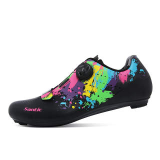 SANTIC Slip Resistant Abrasion Resistant Low top Cycling Shoes Unisex Black Multicolor Picasso