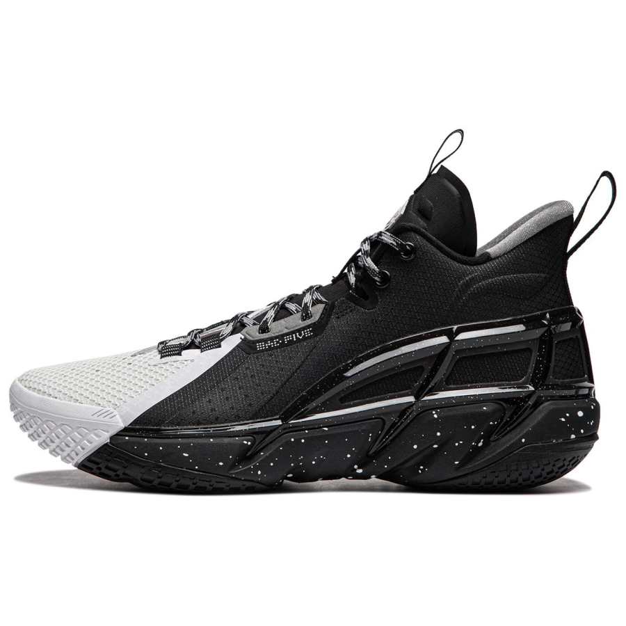 Li-Ning Li Ning BadFive 4 Cushioning Abrasion Resistant Breathable Mid top Basketball Shoes Men's Black White