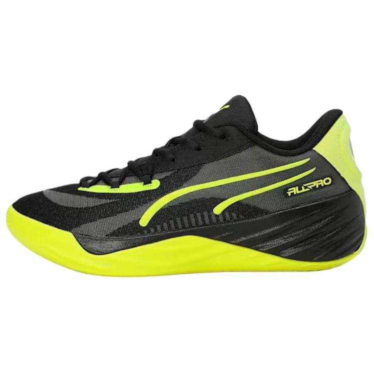 PUMA All Pro Nitro Slip Resistant Abrasion Resistant Low top Basketball Shoes Unisex Black Green