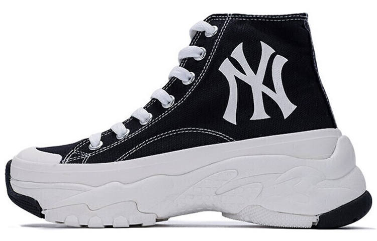 MLB Chunky High New York Yanker Slip Resistant Abrasion Resistant High top Canvas Shoes Unisex Black