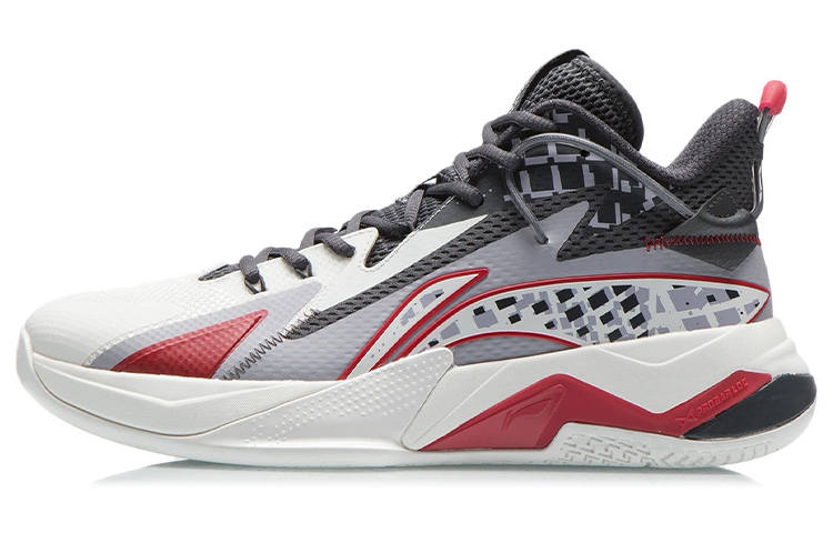 Li-Ning Li Ning Fighting Falcon Basketball Shoes Men's Mid Top White/Turquoise Gray Purple/Ebony Black