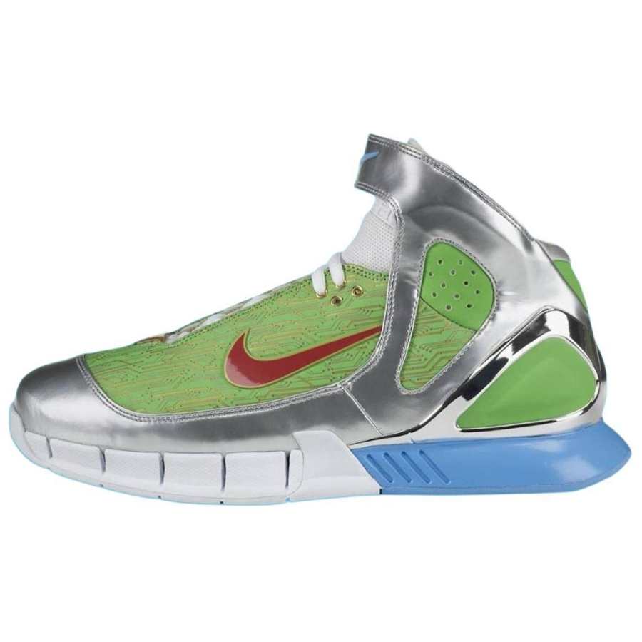 Nike Nike Slip Resistant Abrasion Resistant Mid top Basketball Shoes Unisex Green Silver