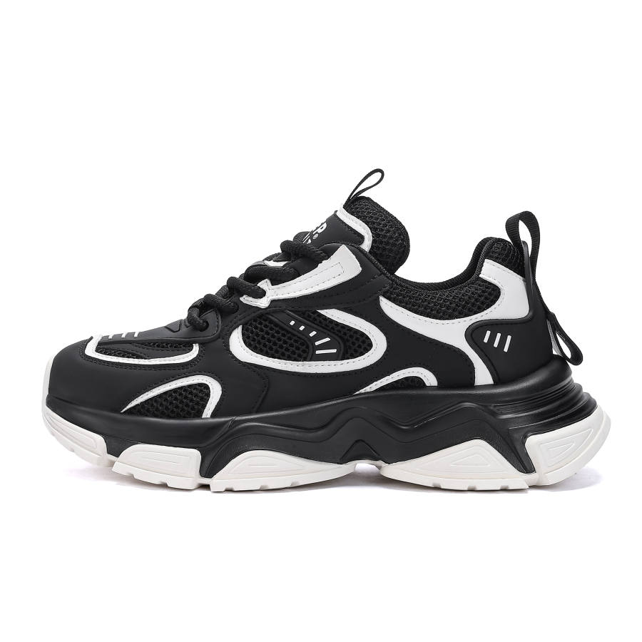 JEEP SPIRIT Abrasion Resistant Breathable Height Increasing Low top Chunky Sneakers Men's Obsidian Black