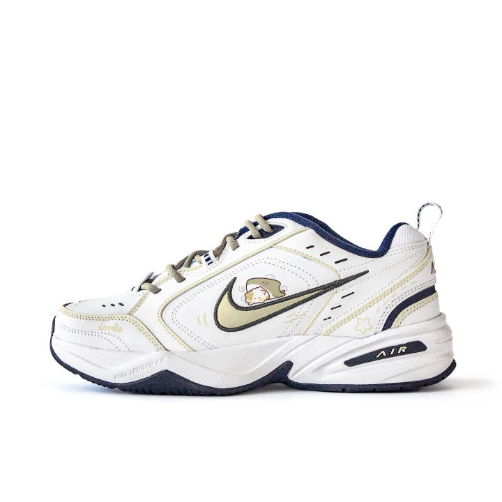 Nike Nike Air Monarch 4 Slip Resistant Abrasion Resistant Low top Chunky Sneakers Unisex White Blue
