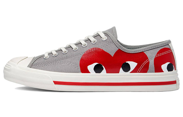 Converse x Comme Des Garcons PLAY Jack Purcell Abrasion Resistant Lightweight Low top Canvas Shoes Unisex Gray Red
